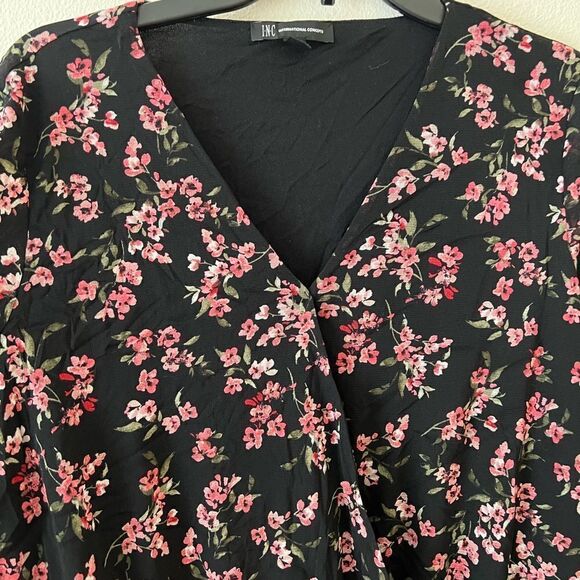 INC Long Sleeves Women Mesh floral blouse M - Picture 3 of 6